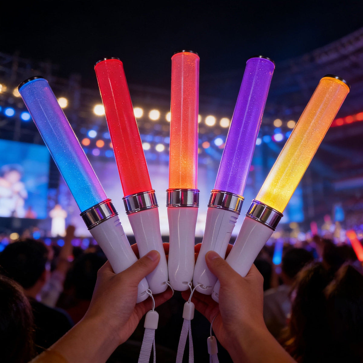 15-Color LED Light Stick printed with a company logo, corporate gift