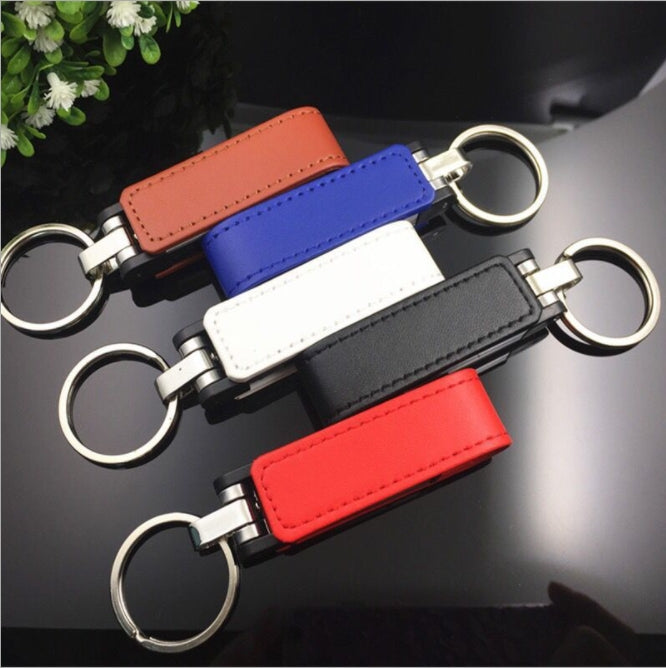 Textured Leather Case Lock Ring Flash Drive, view 3 of 3