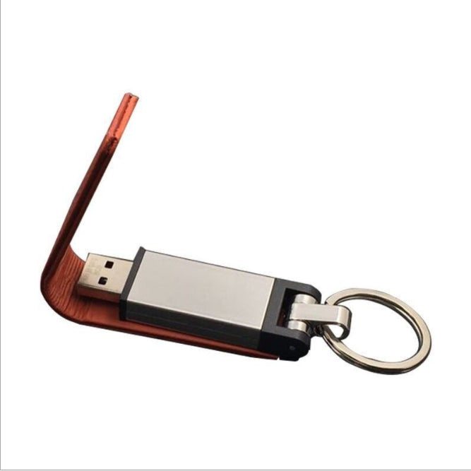 Textured Leather Case Lock Ring Flash Drive, view 2 of 3