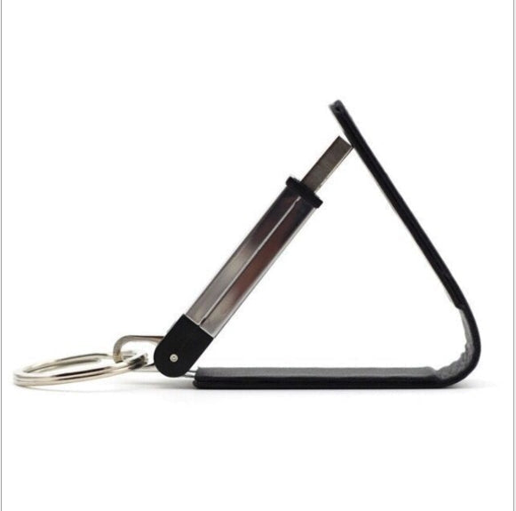Textured Leather Case Lock Ring Flash Drive printed with a company logo, corporate gift