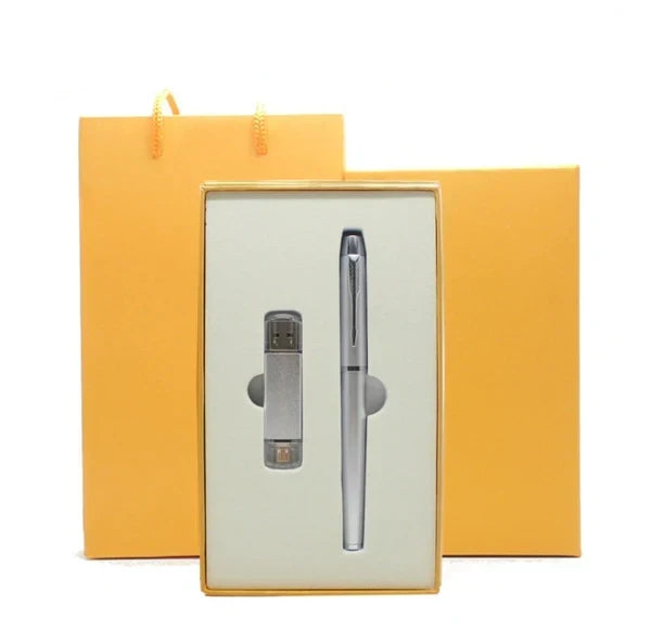 Textured USB Metal Pen Gift Box Set, view 3 of 5