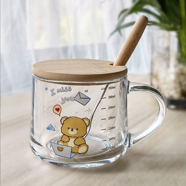 Custom Logo Bamboo lid heat-resistant glass cup | Premium Corporate Gifts and Custom Gifts