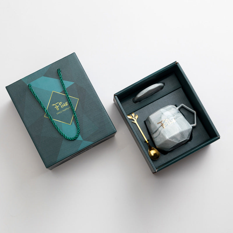 Stone Pattern Diamond Mug Gift Box printed with a company logo, corporate gift