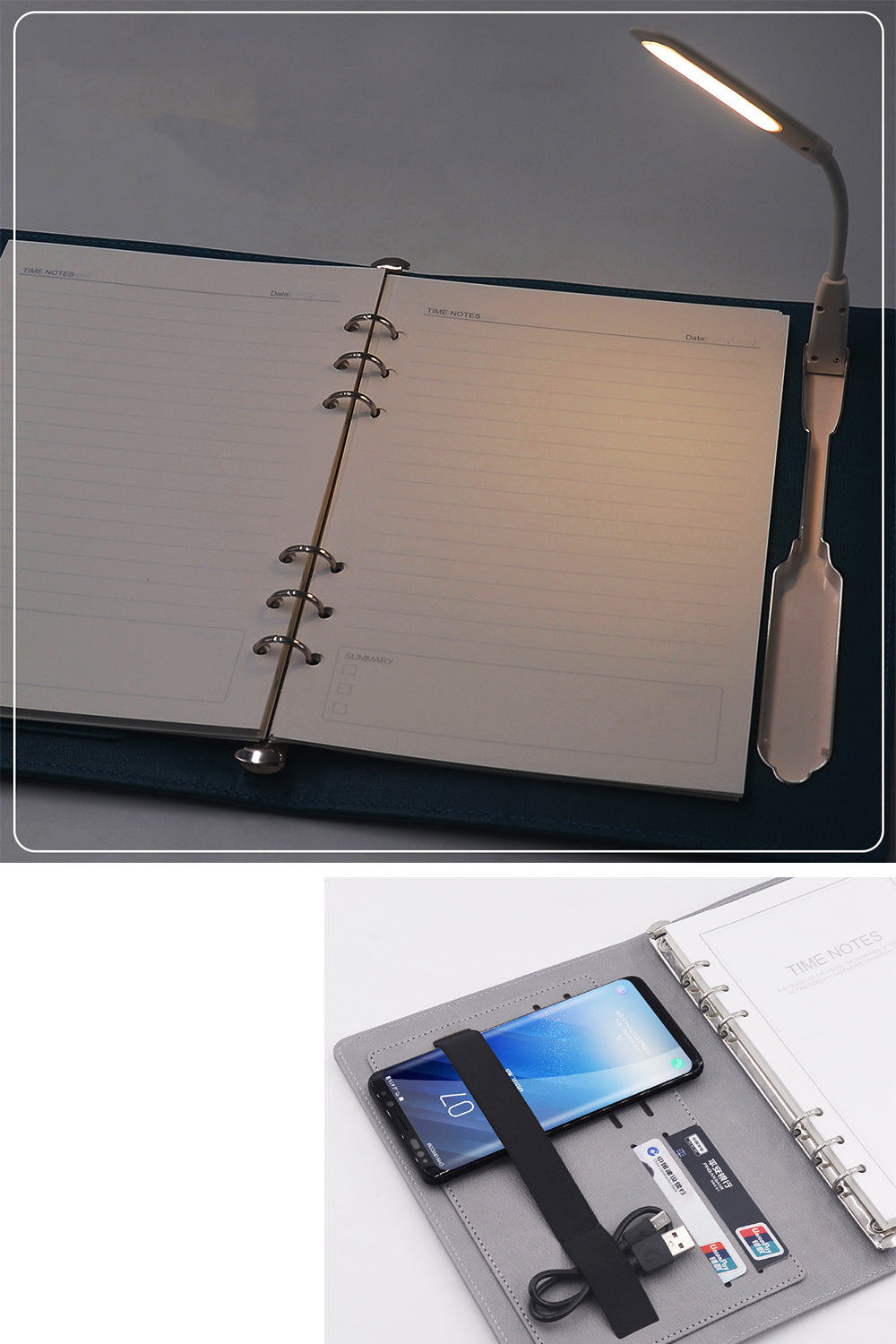 Charging Premium Multifunctional Office Notebook with Desk Lamp, view 2 of 5