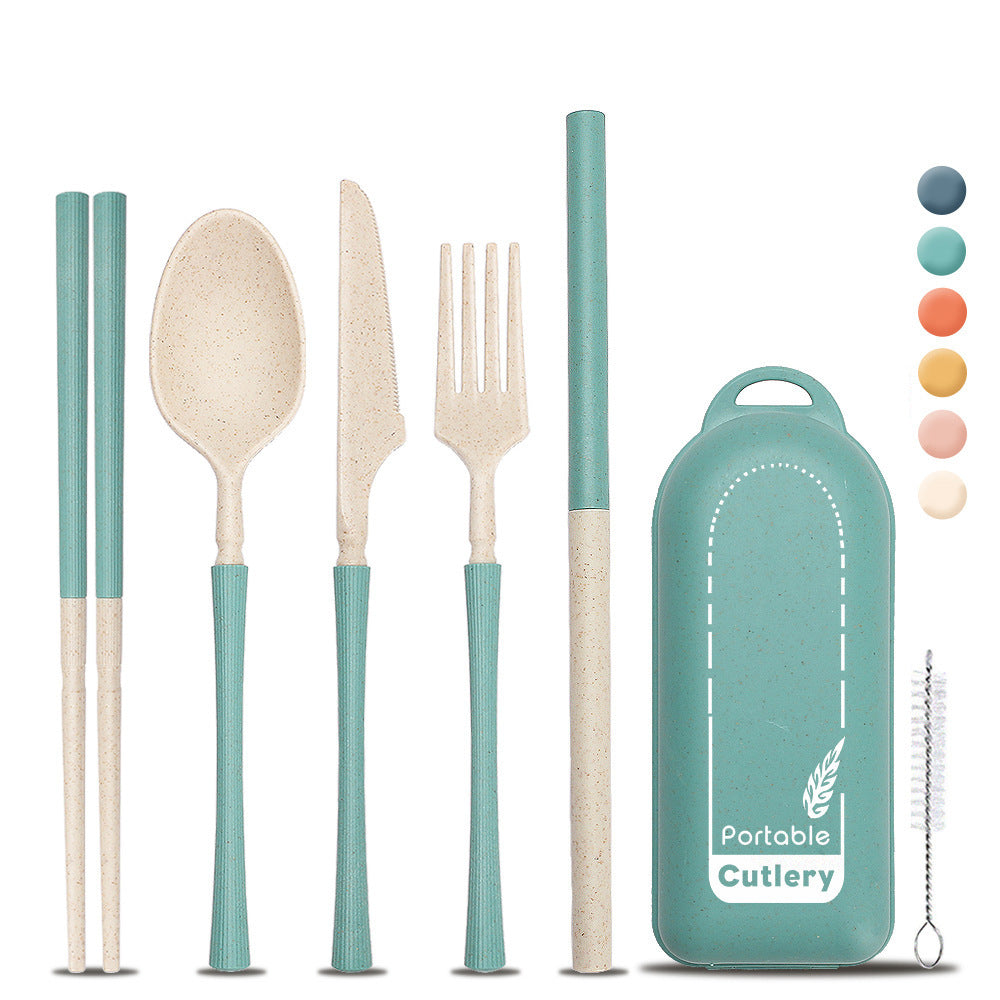 Custom Logo 6-Piece Wheat Straw Cutlery Set | Premium Corporate Gifts and Custom Gifts
