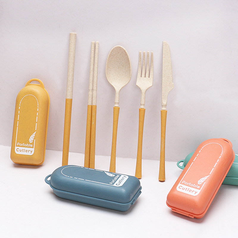 Custom Logo 6-Piece Wheat Straw Cutlery Set | Premium Corporate Gifts and Custom Gifts