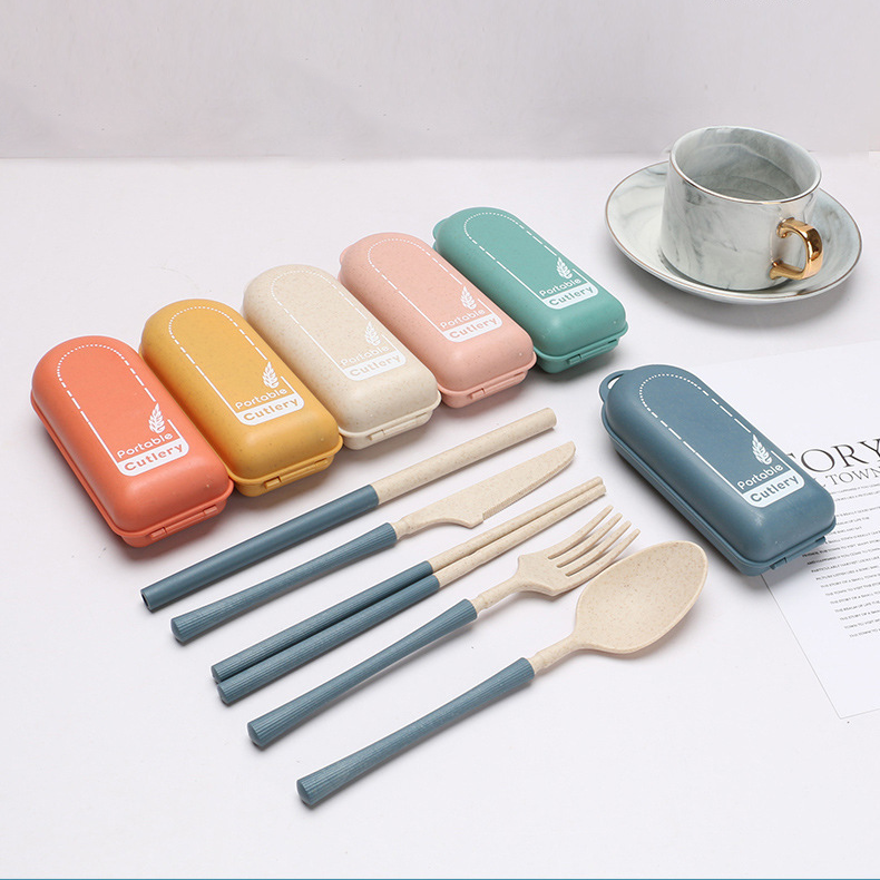 Custom Logo 6-Piece Wheat Straw Cutlery Set | Premium Corporate Gifts and Custom Gifts