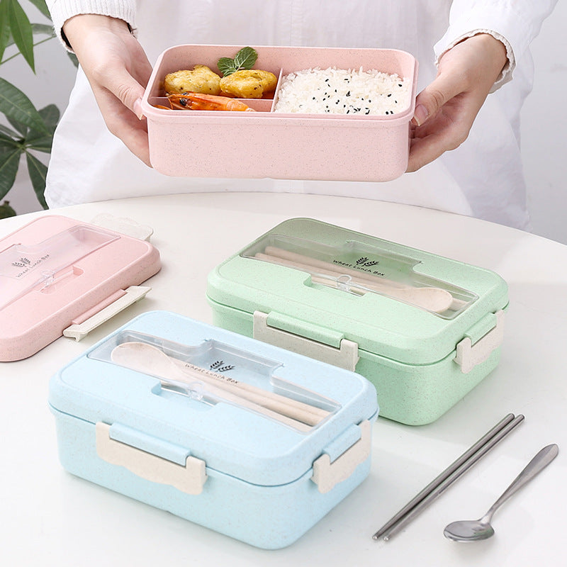 Custom Logo Wheat Straw Three-Compartment Bento Box | Premium Corporate Gifts and Custom Gifts