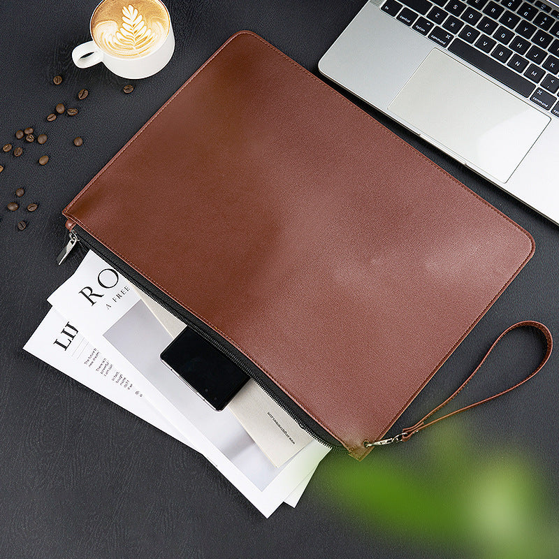Custom Logo Leather Zipper Document Bag | Premium Corporate Gifts and Custom Gifts