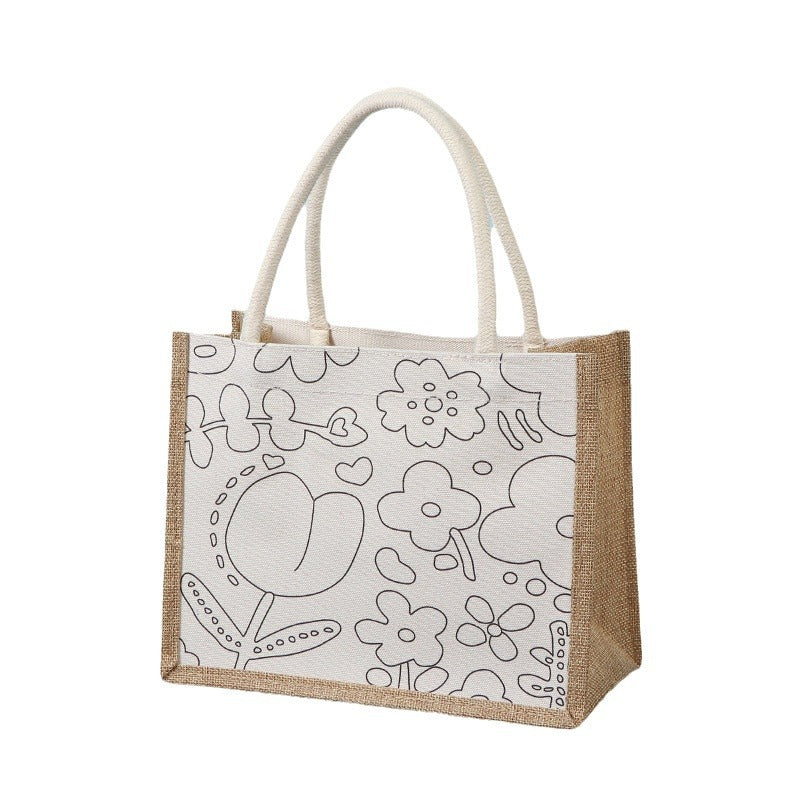 Custom Logo Canvas spliced eco-friendly tote burlap bag | Premium Corporate Gifts and Custom Gifts