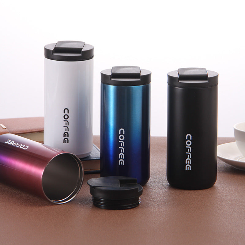 Double-layer Direct Drinking Coffee Cup Car Leisure Thermos Cup printed with a company logo, corporate gift