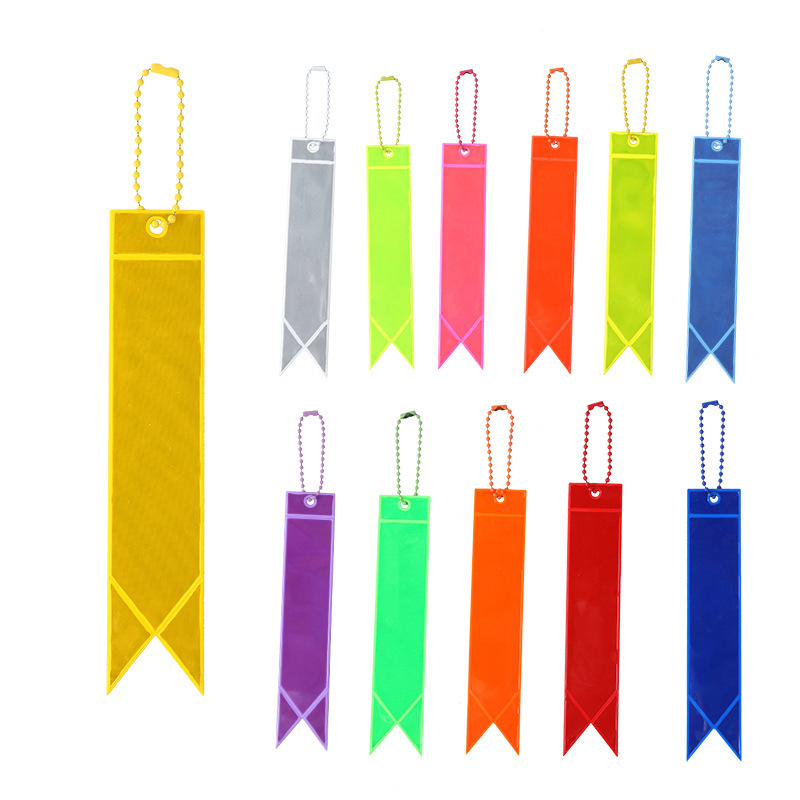 Reflective-keychain-streamer printed with a company logo, corporate gift