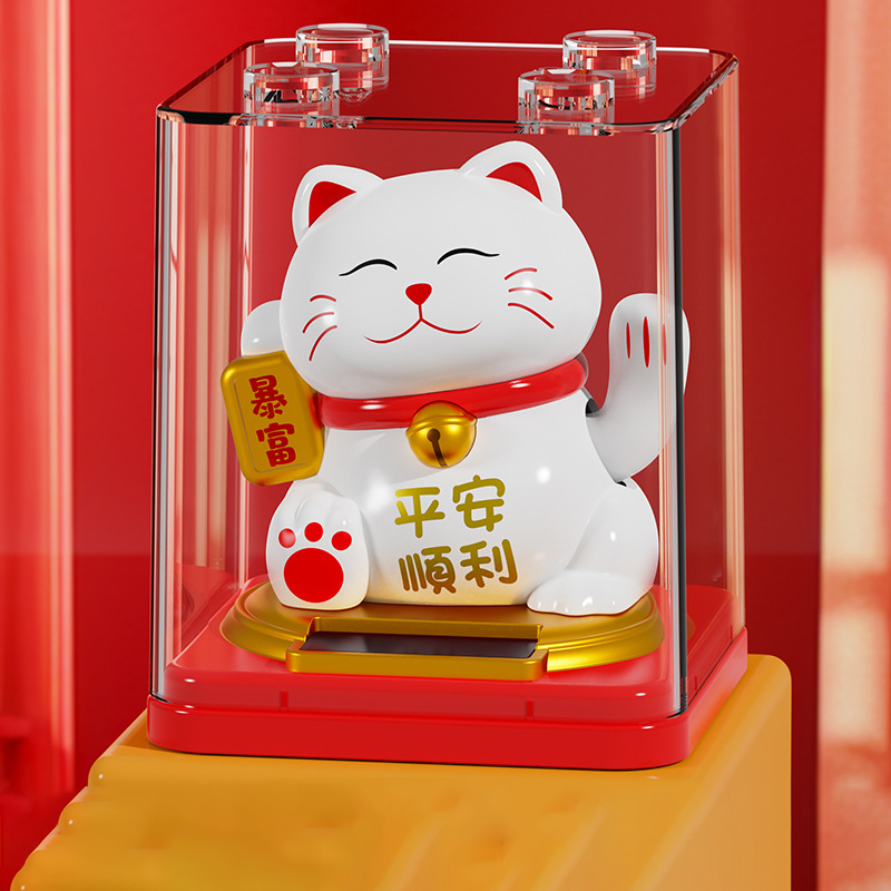 Custom Logo Solar Hand Shake Lucky Cat | Premium Corporate Gifts and Custom Gifts