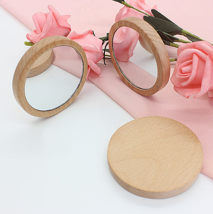 Solid Wood Small Round Mirror, view 7 of 8