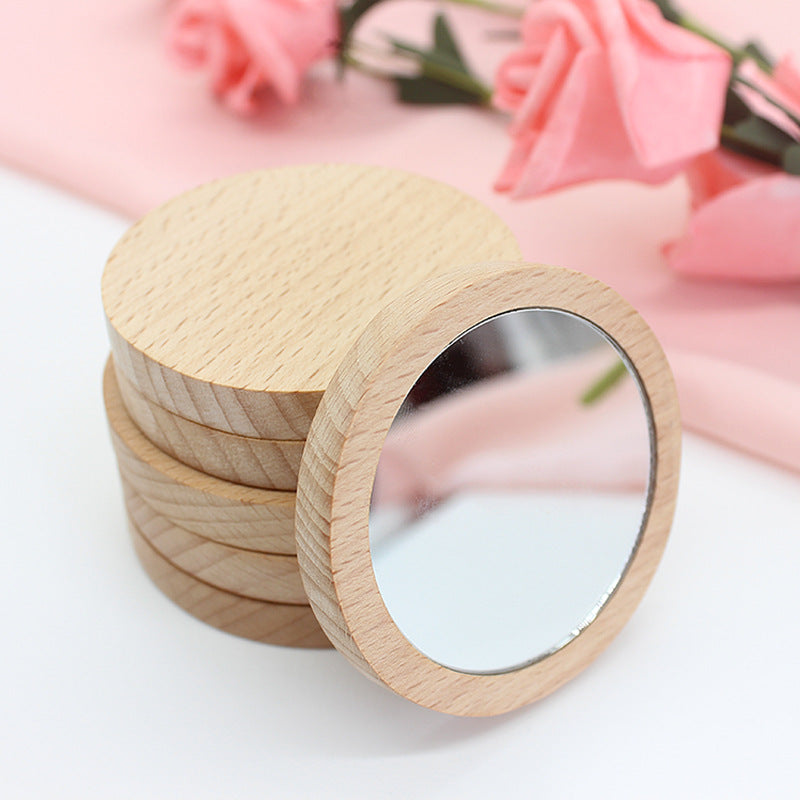 Solid Wood Small Round Mirror, view 3 of 8