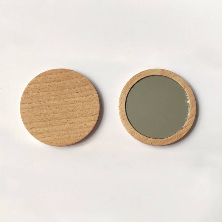 Solid Wood Small Round Mirror, view 6 of 8