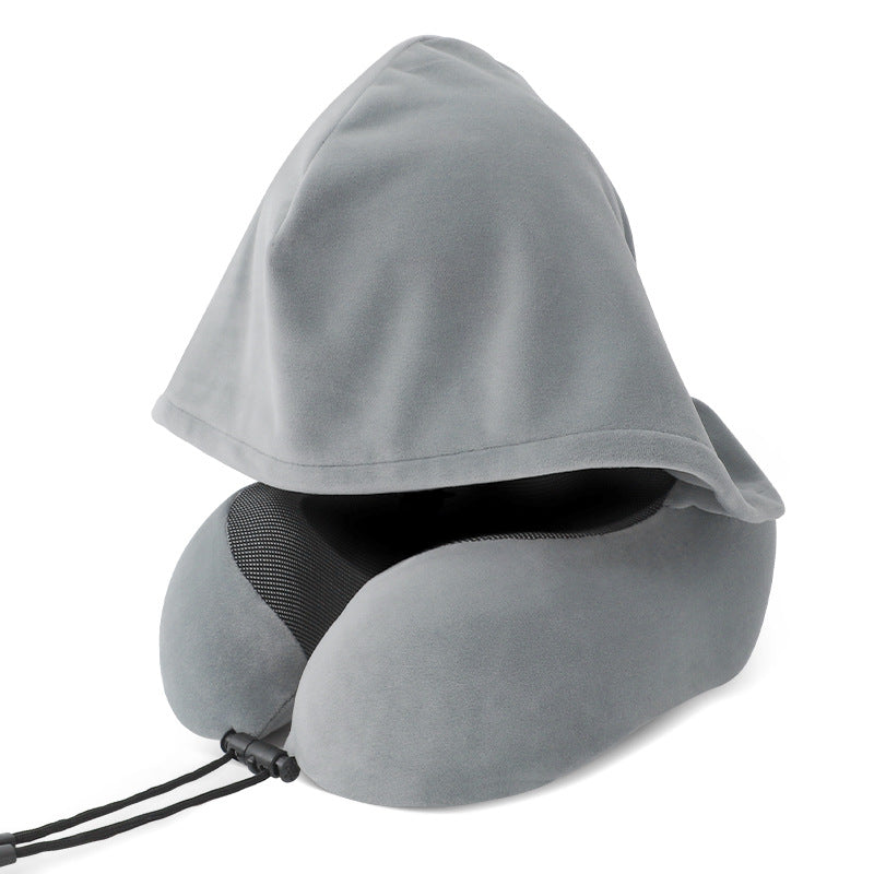 U-shaped Memory Foam Hooded Neck Pillow, view 5 of 5