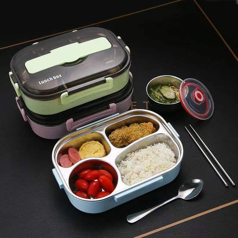Textured Stainless Steel Bento Lunch Box, view 2 of 5