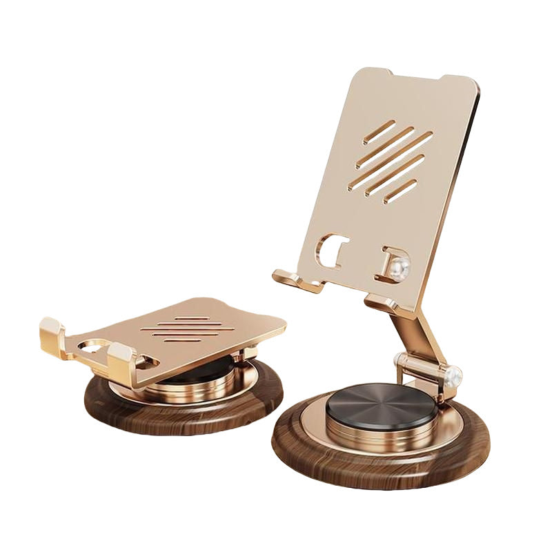 Custom Logo Wood Grain Metal Rotating Phone Stand | Premium Corporate Gifts and Custom Gifts