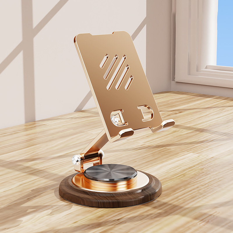 Custom Logo Wood Grain Metal Rotating Phone Stand | Premium Corporate Gifts and Custom Gifts
