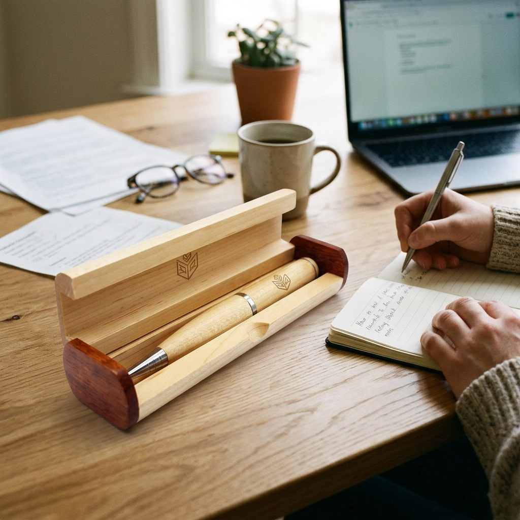 Custom Logo Wooden USB Pen Set