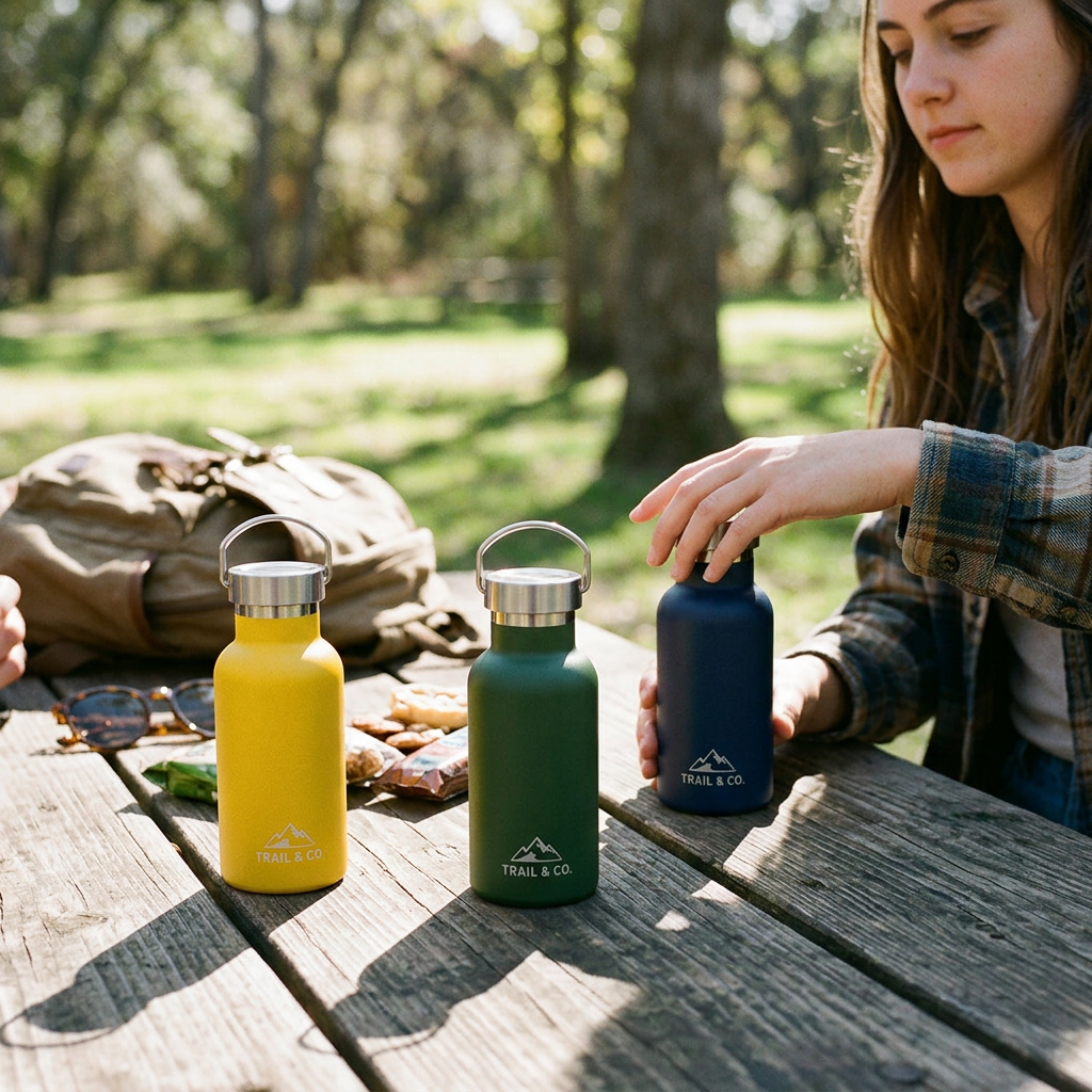 Custom Logo Colorful Stainless Steel Hand-held Water Bottle