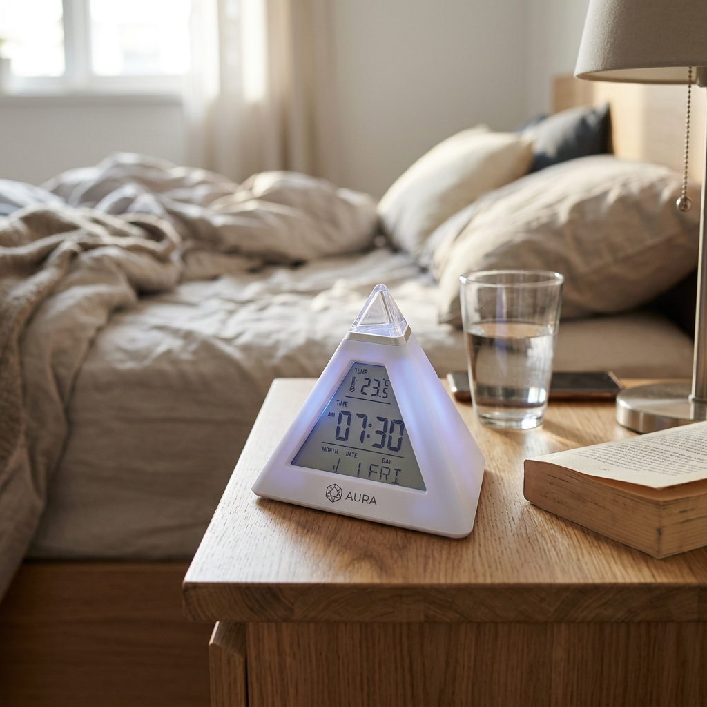 Custom Logo Pyramid Colorful Color-Changing Alarm Clock
