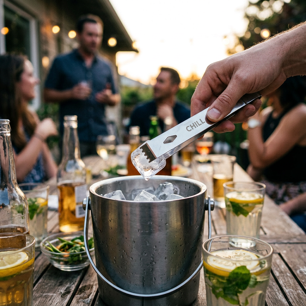 Custom Logo Non-slip Stainless Steel Ice Bucket Ice Cube Clip