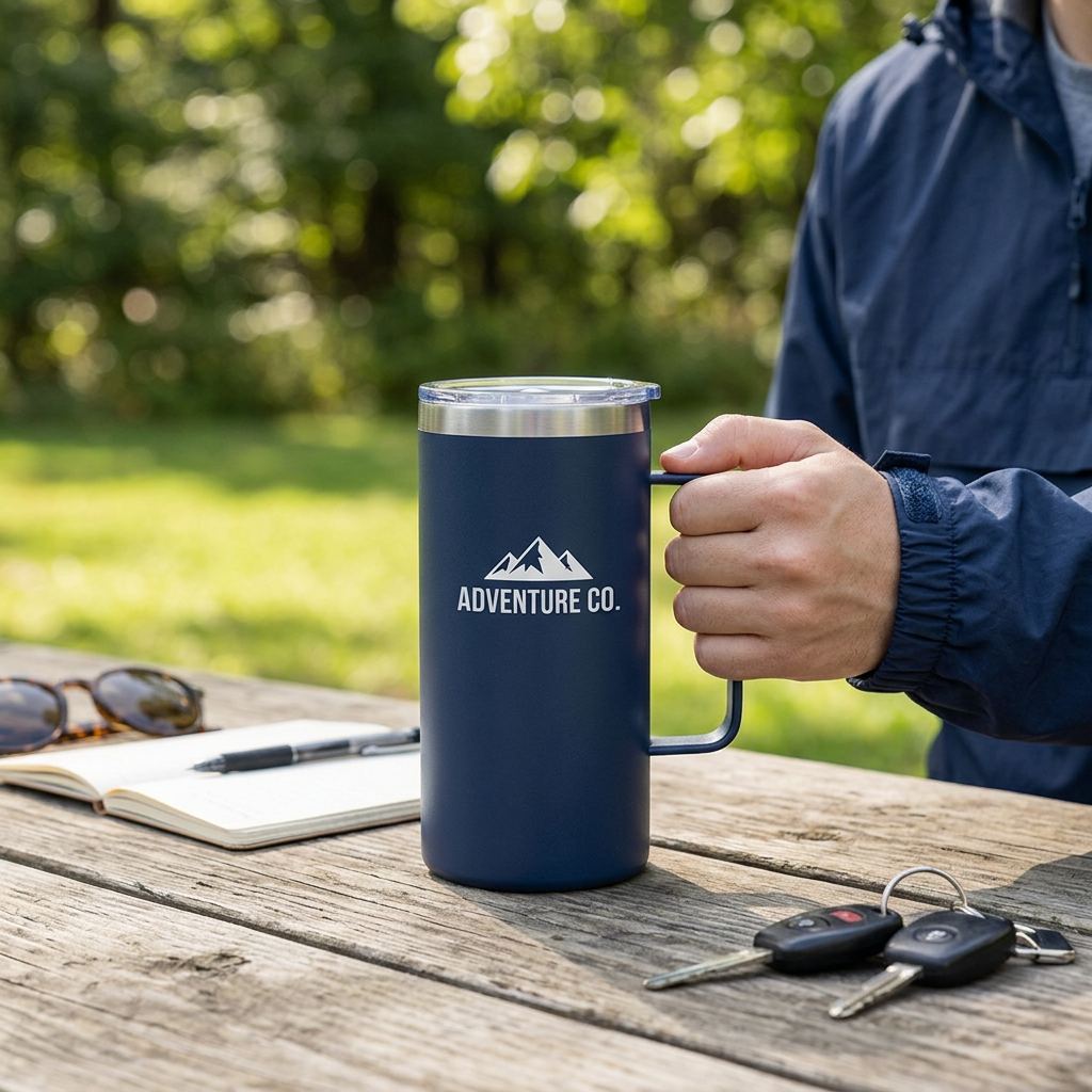 Custom Logo 24oz Powder Coated Tumbler with Handle