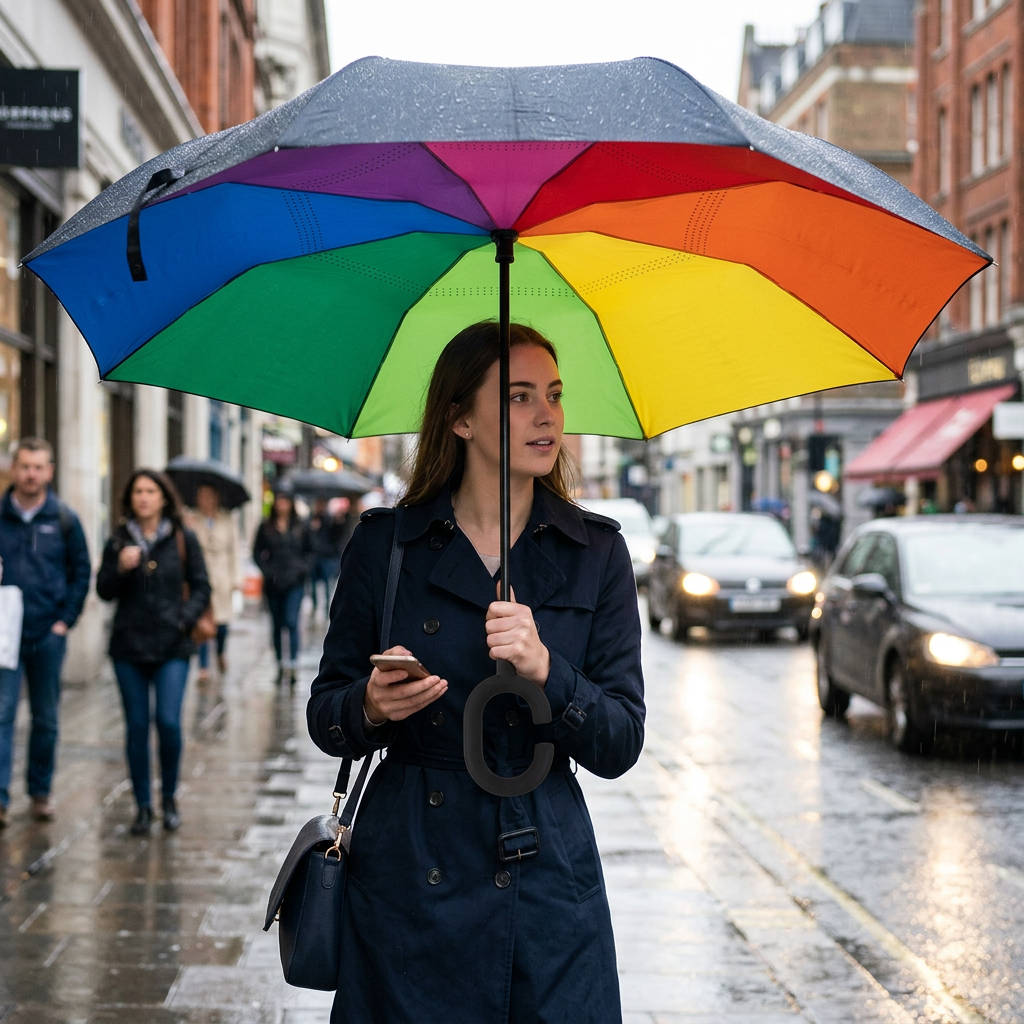 Custom Logo Rainbow Non-Dripping Reverse Umbrella
