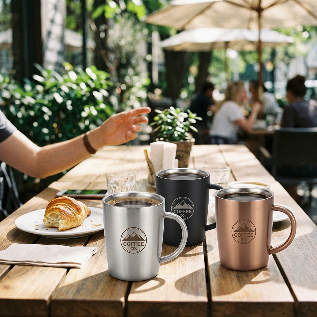 Custom Logo Stainless Steel Three-color Coffee Cup