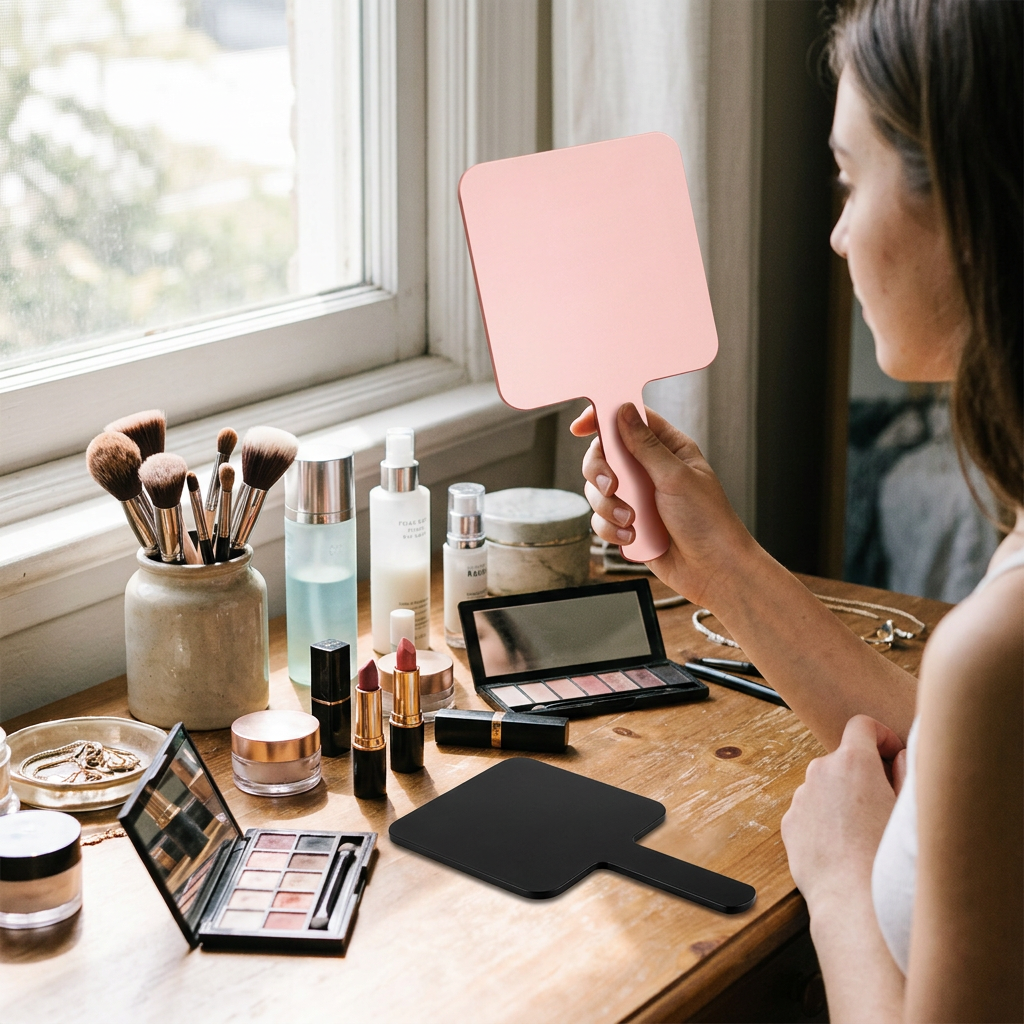 Custom Logo Cute Square Handheld Mirror