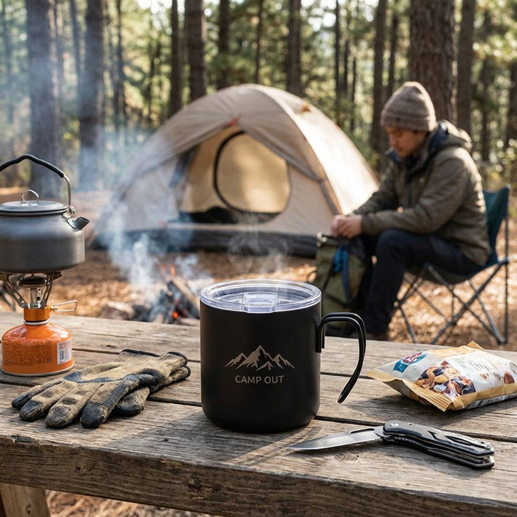 Custom Logo Camping Portable Coffee Cup with Lid