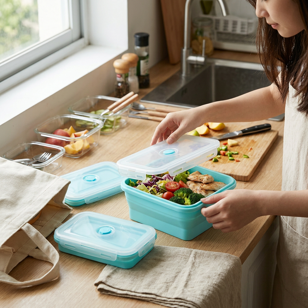 Custom Logo Folding and Storing Eco-friendly Bento Boxes