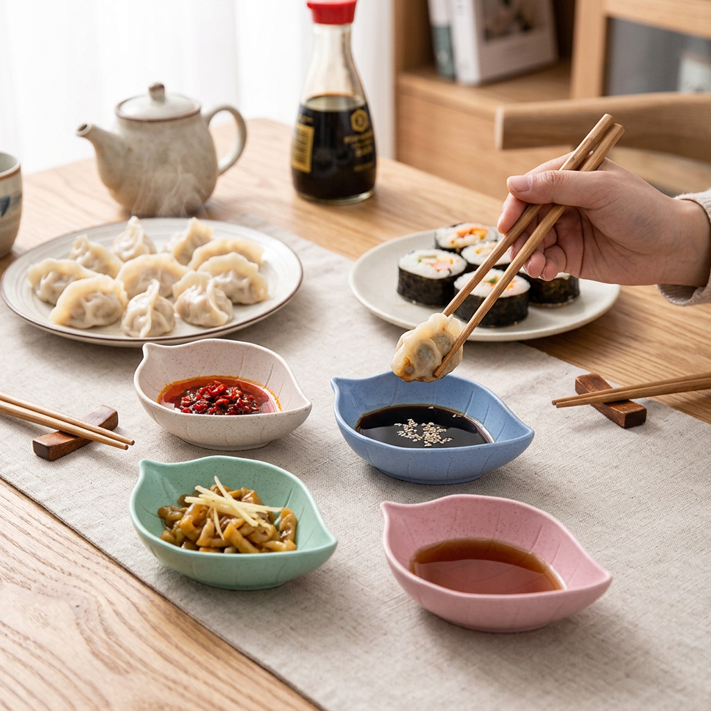Custom Logo Wheat Leaf-shaped Sauce Plate