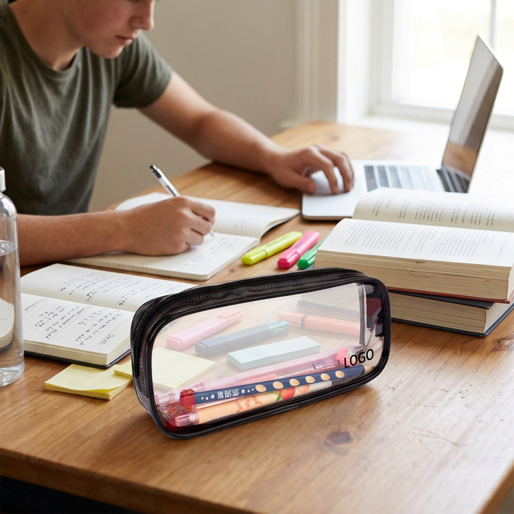 Custom Logo PVC Transparent MUJI Pen Bag