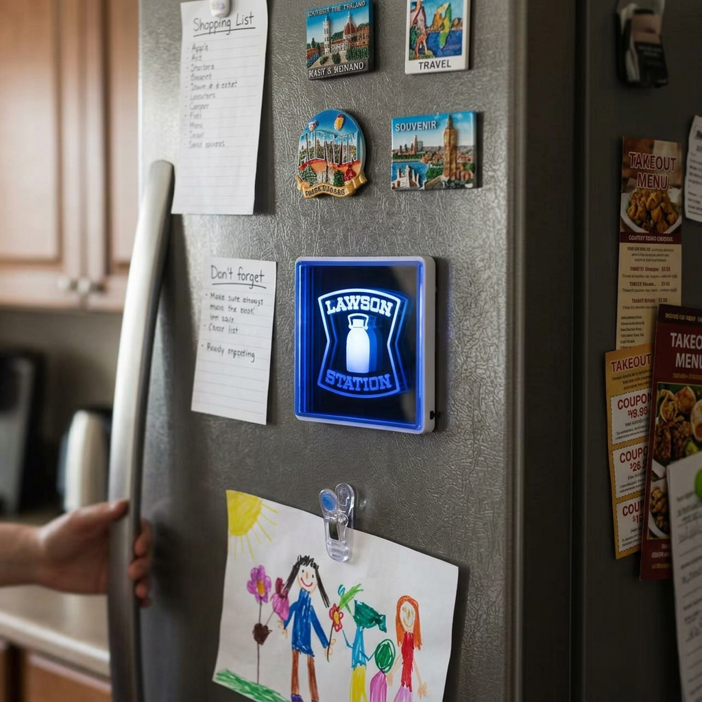 Custom Logo LED Infinity Mirror Light-Up Fridge Magnet
