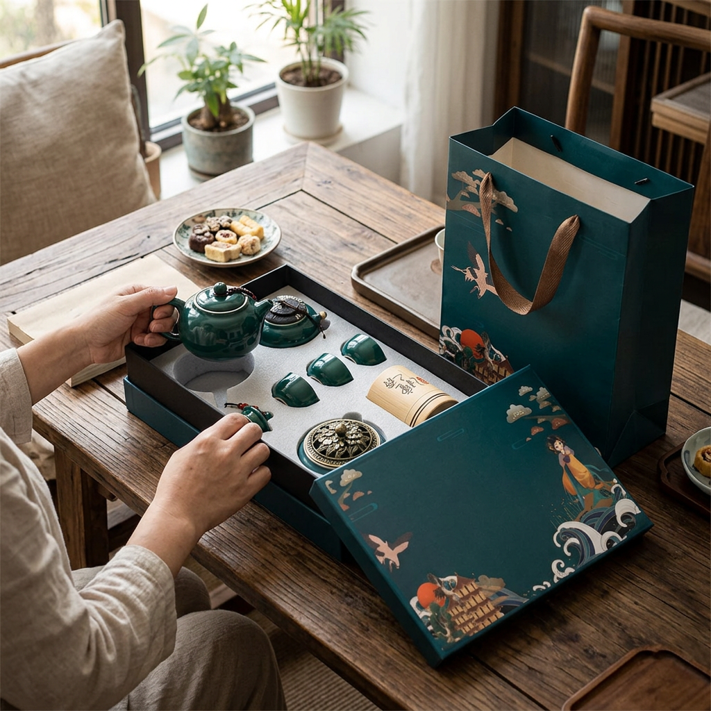 Custom Logo Retro Tea Cup Gift Box Set