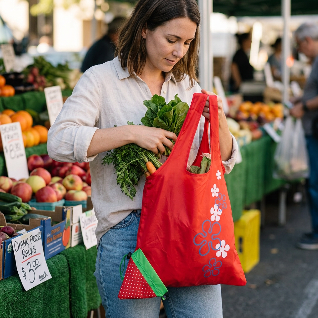 Custom Logo Cute Fruit-Shaped Nylon Folding Eco-Friendly Bag Shopping Bag