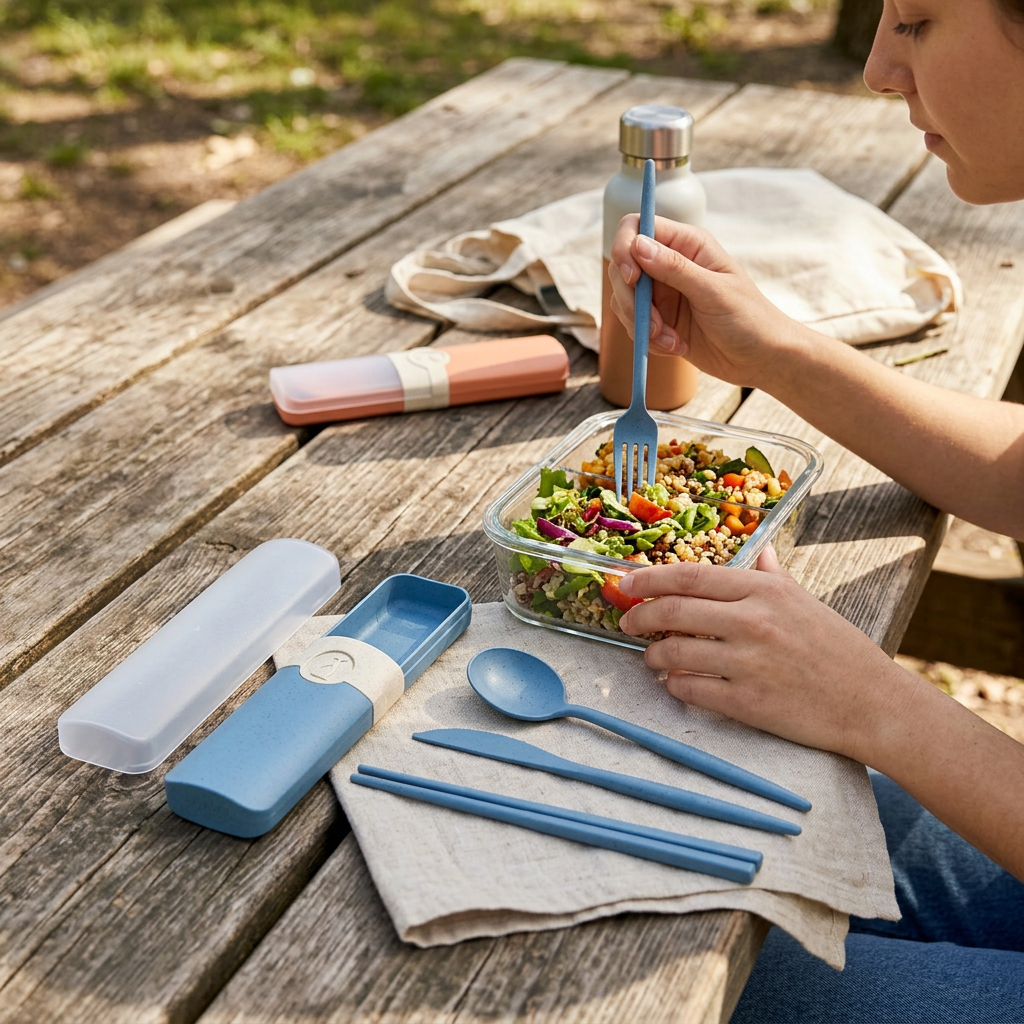 Custom Logo Simple and Environmentally Friendly Wheat Tableware Set