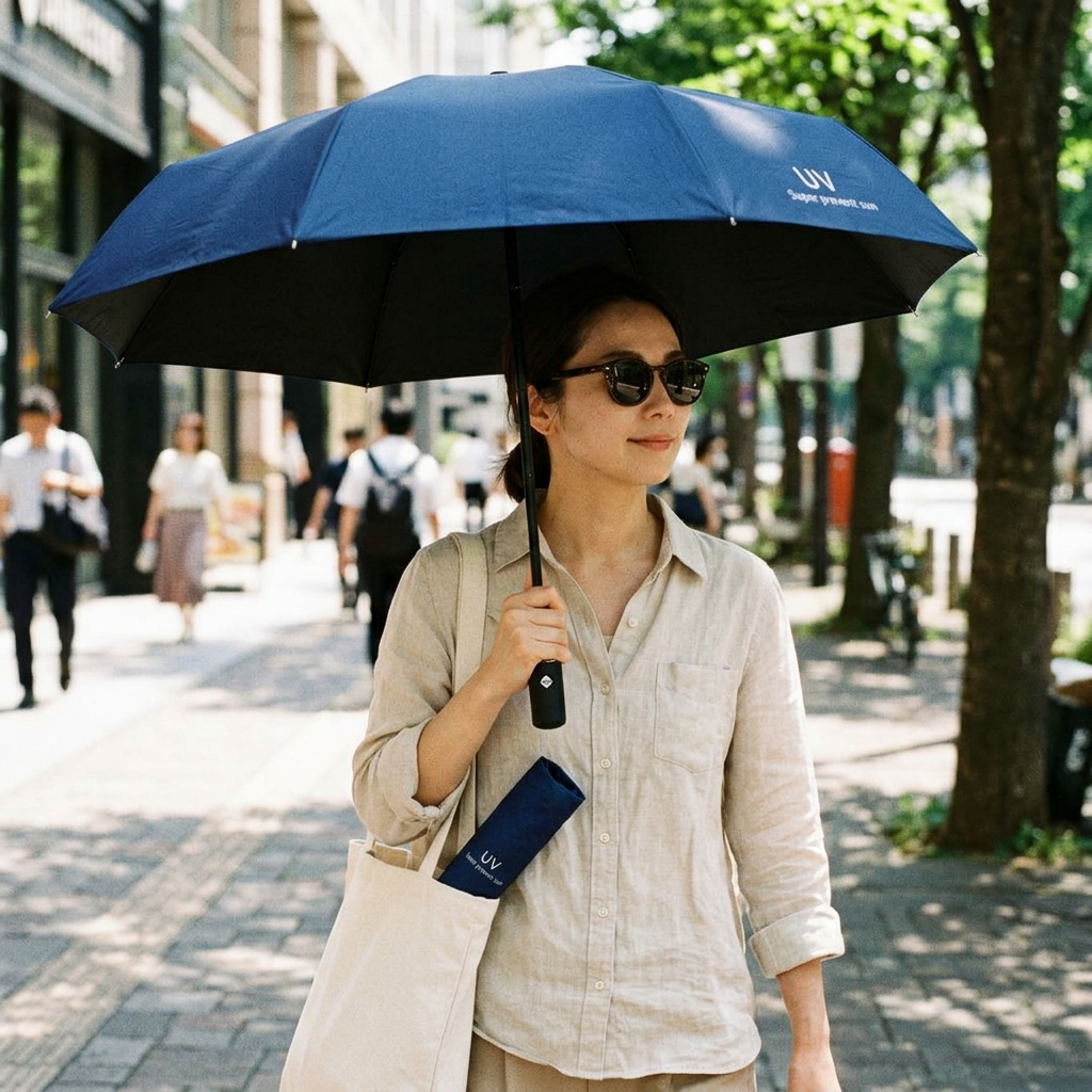 Custom Logo UV Vinyl Sunscreen Automatic Umbrella