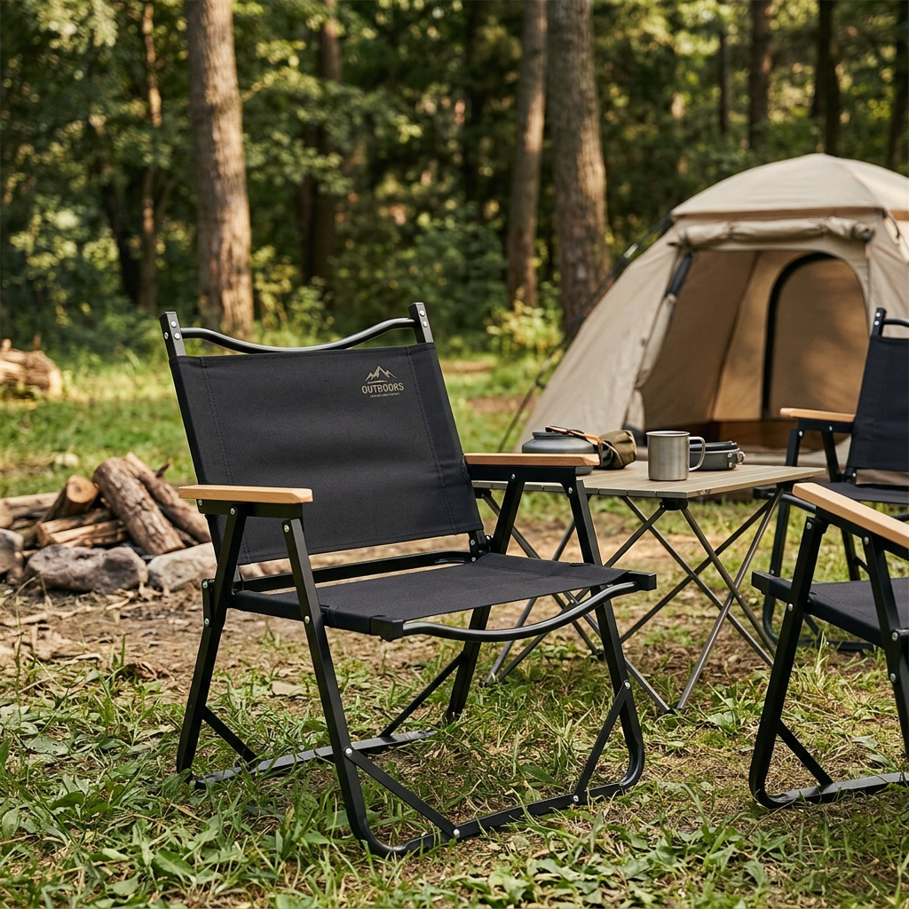 Custom Logo Wooden Handle Folding Chair Portable Camping Storage Chair