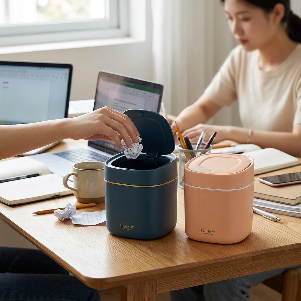 Custom Logo Elegant Mini Table Trash Can