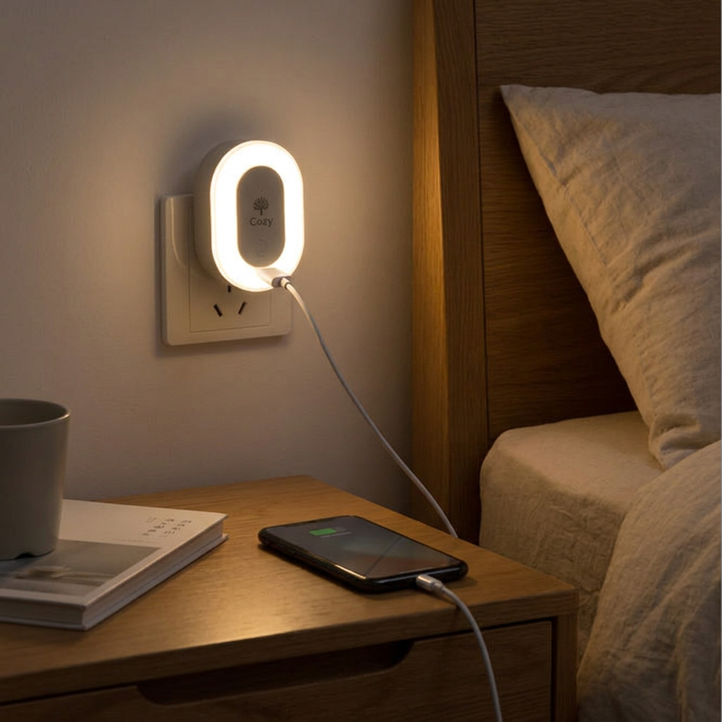 Custom Logo Night Light Dual USB Charger