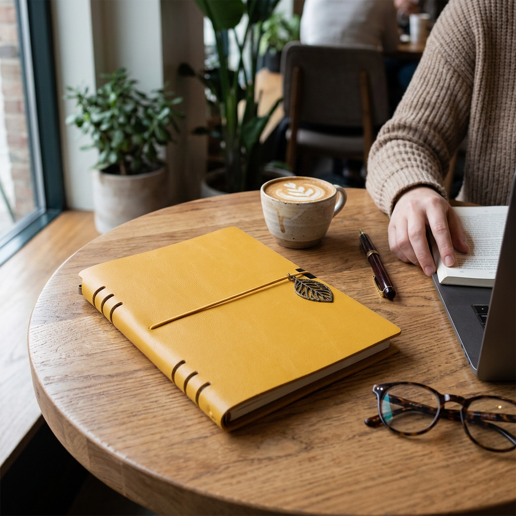 Custom Logo Leather Leaf Strap Notebook