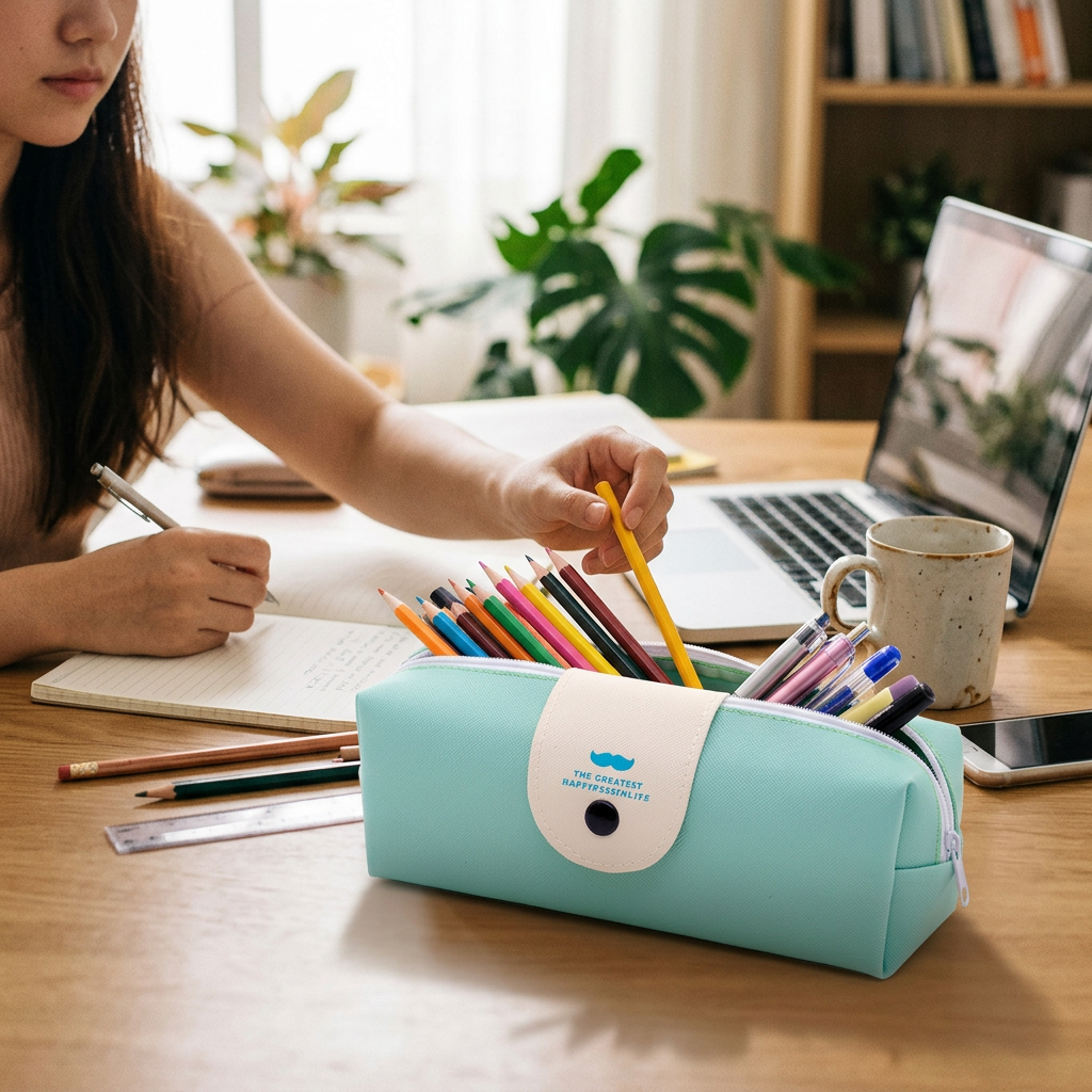 Custom Logo Macaron-colored Leather Pencil Bag