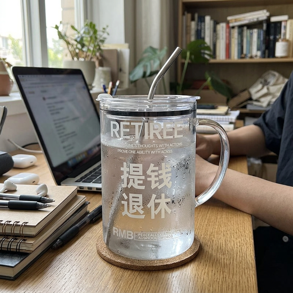 Custom Logo Large Capacity Handle Glass