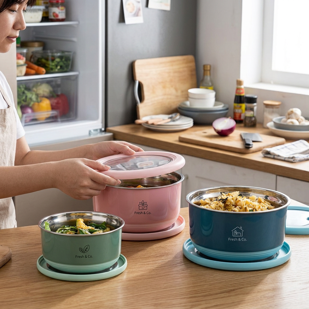Custom Logo Round Fresh-keeping Bowl 3-pack