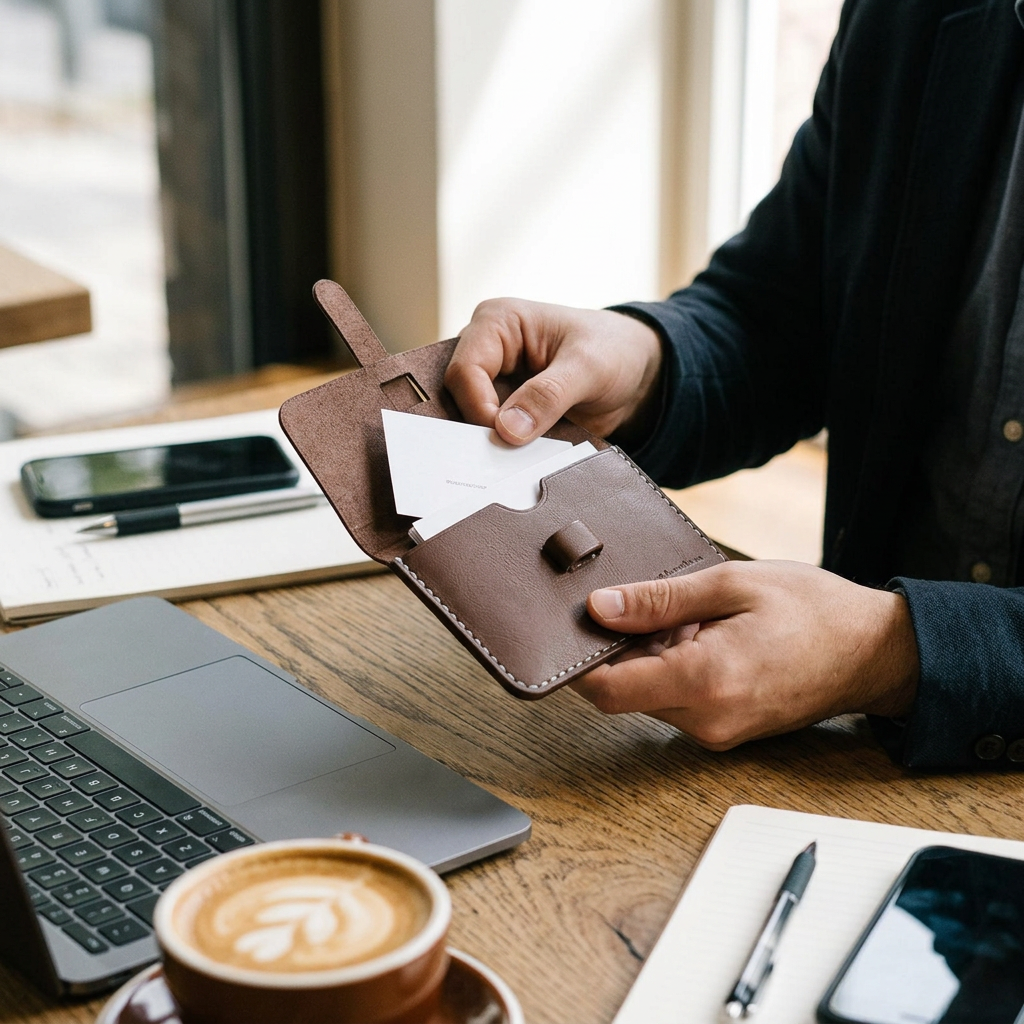 Custom Logo PU Leather Business Card Storage Card Bag