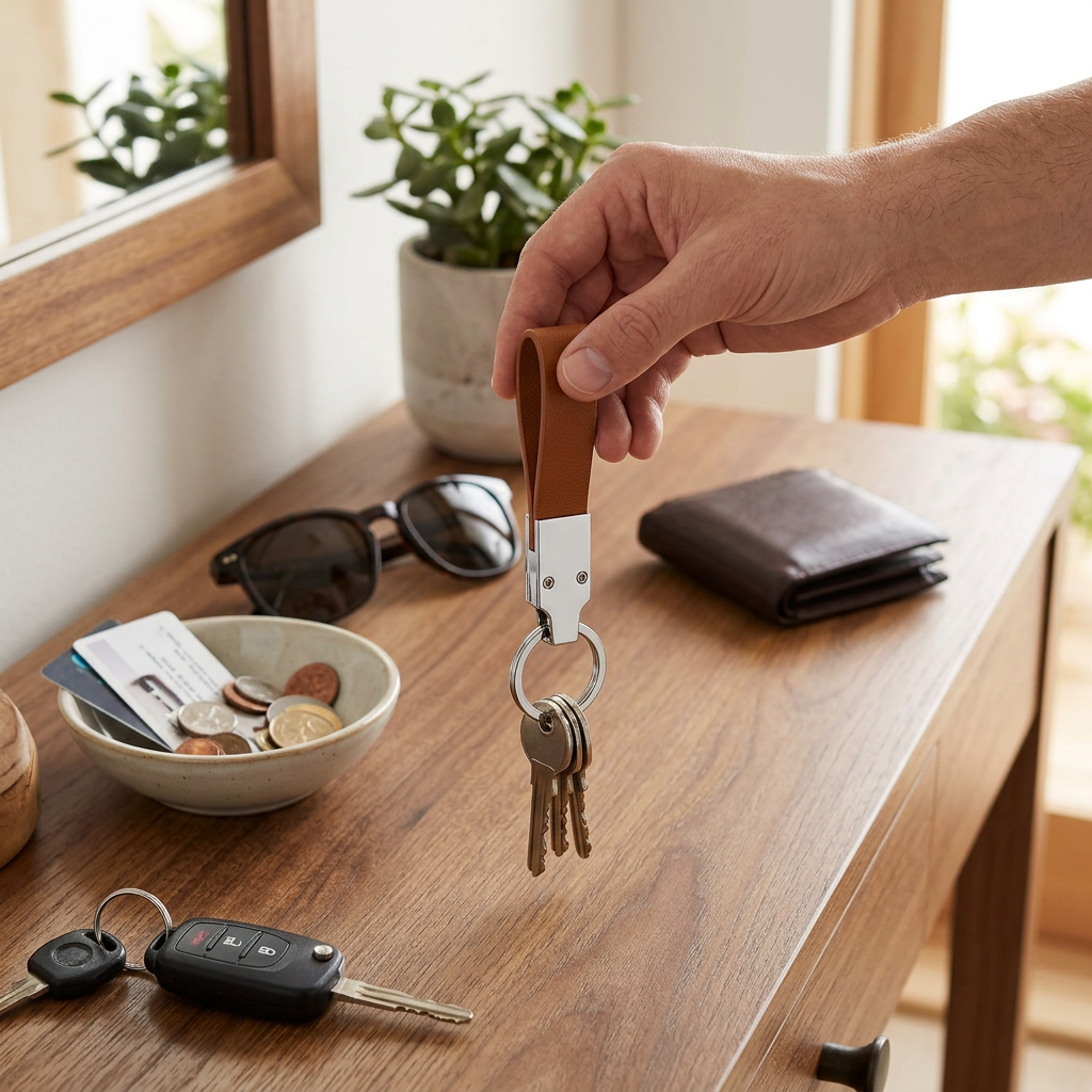 Custom Logo High-quality Long Leather Metal Keychain